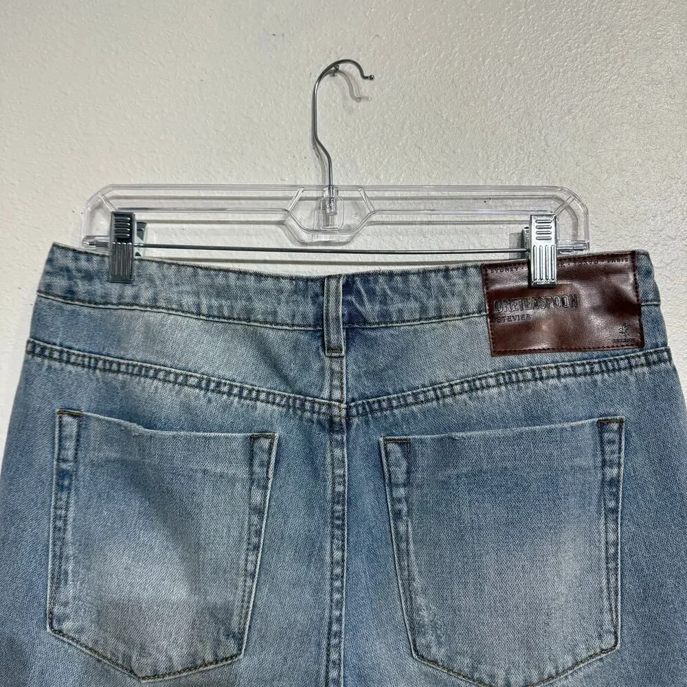 One Teaspoon Stevie’s Denim Long Distressed Shorts Sz 28